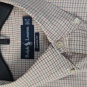 Ralph Lauren Men's Classic Fit Checkered Button Down Shirt XL 17.5 Neck
